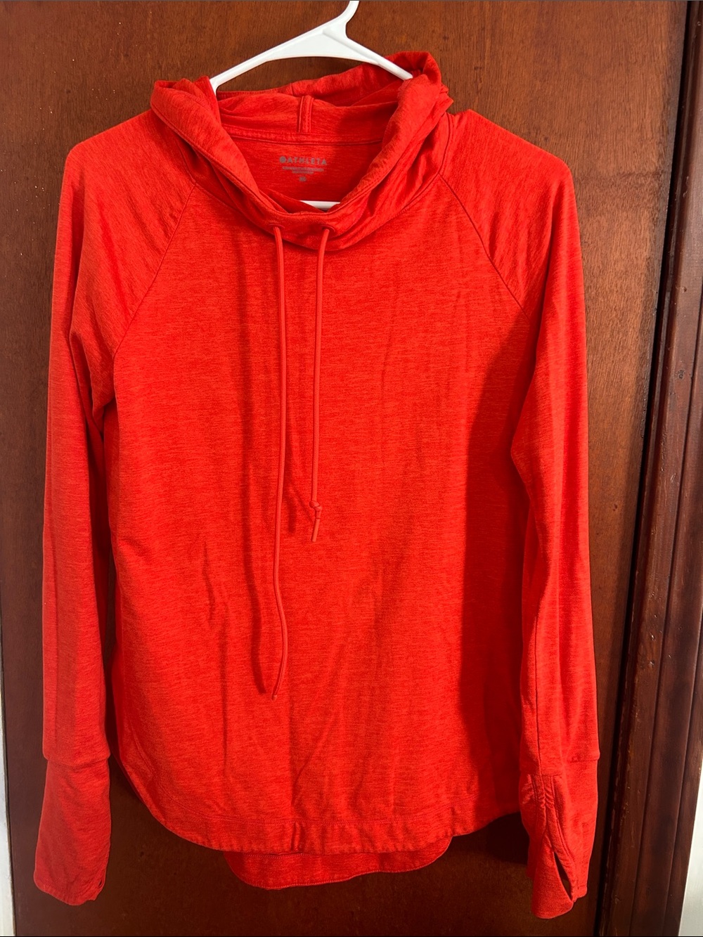 Athleta Cowl Neck Pullover Hoodie in Vibrant Orange